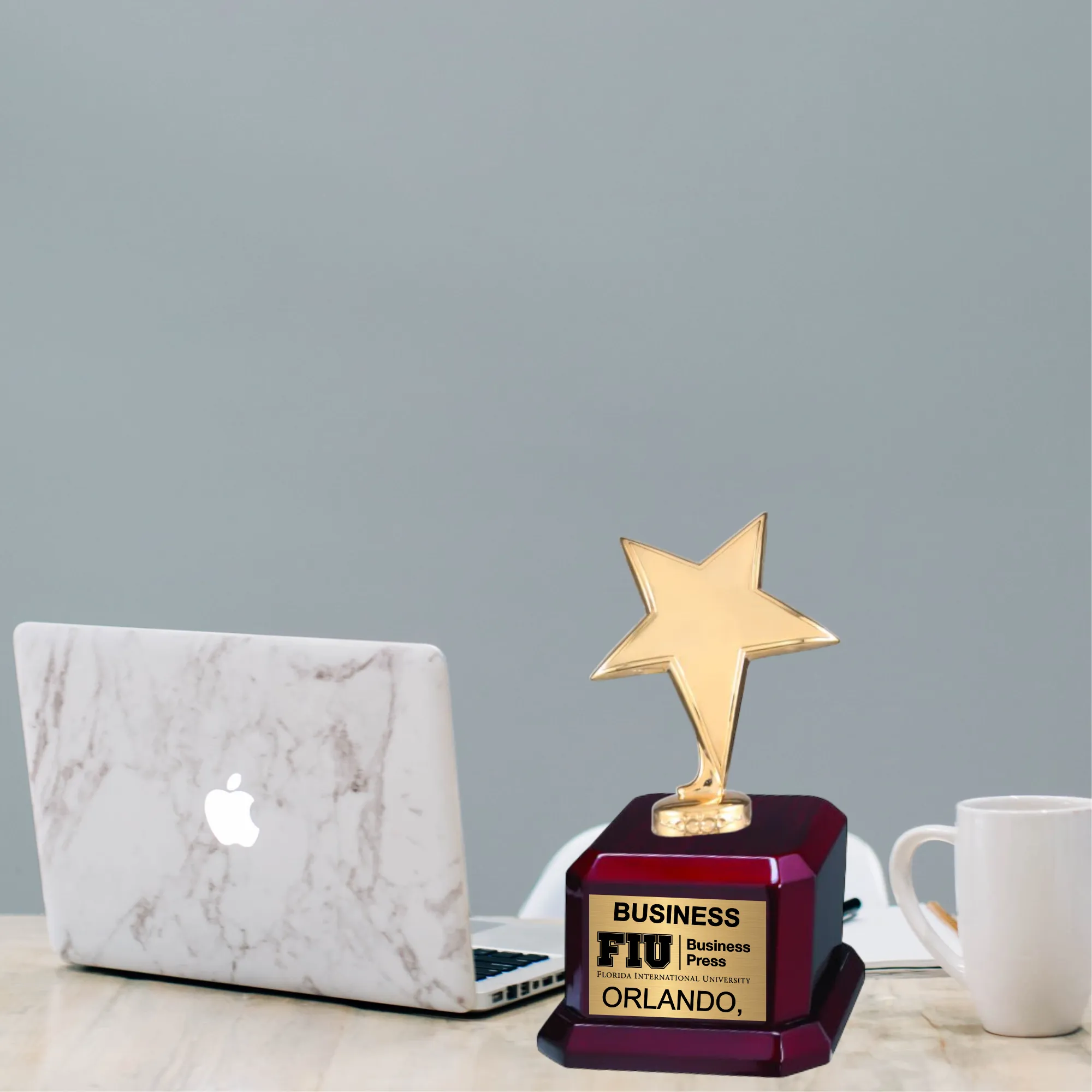 9 1/2" Star Trophy Award on Rosewood Royal Piano Finish Base 10