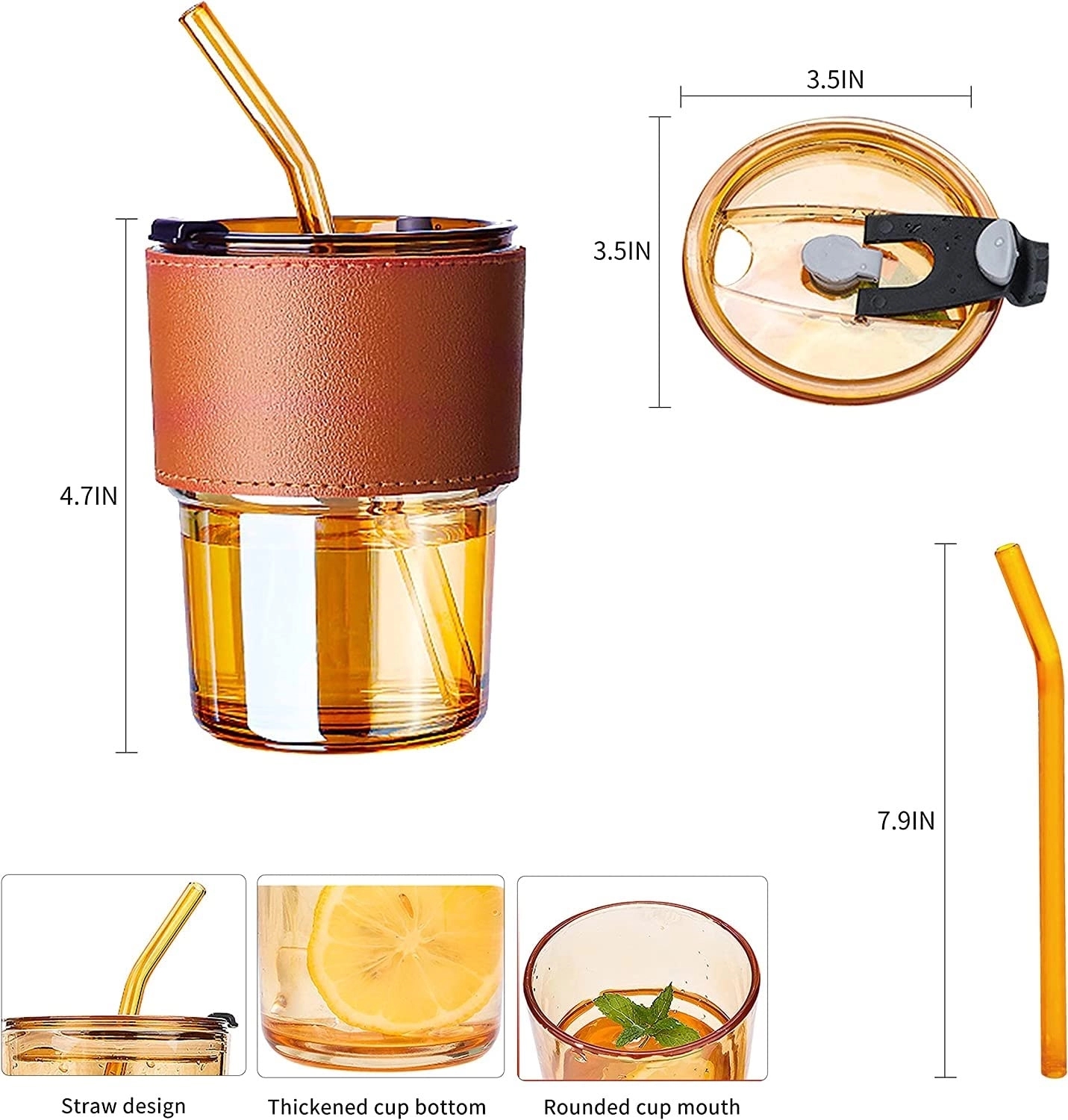 Glass Tumbler with Straw and Lid 5