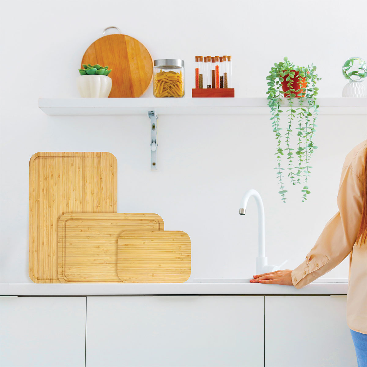 3Pc Bamboo Cutting & Serving Board Set 8