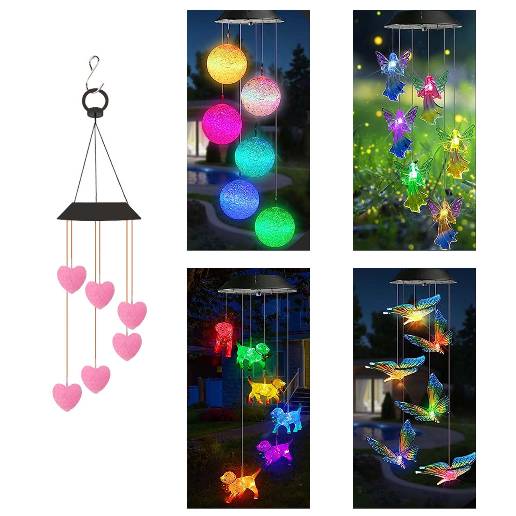 Waterproof Outdoor Garden Party Color Changing Solar LED Ball Decorative Wind Chime Lights 
