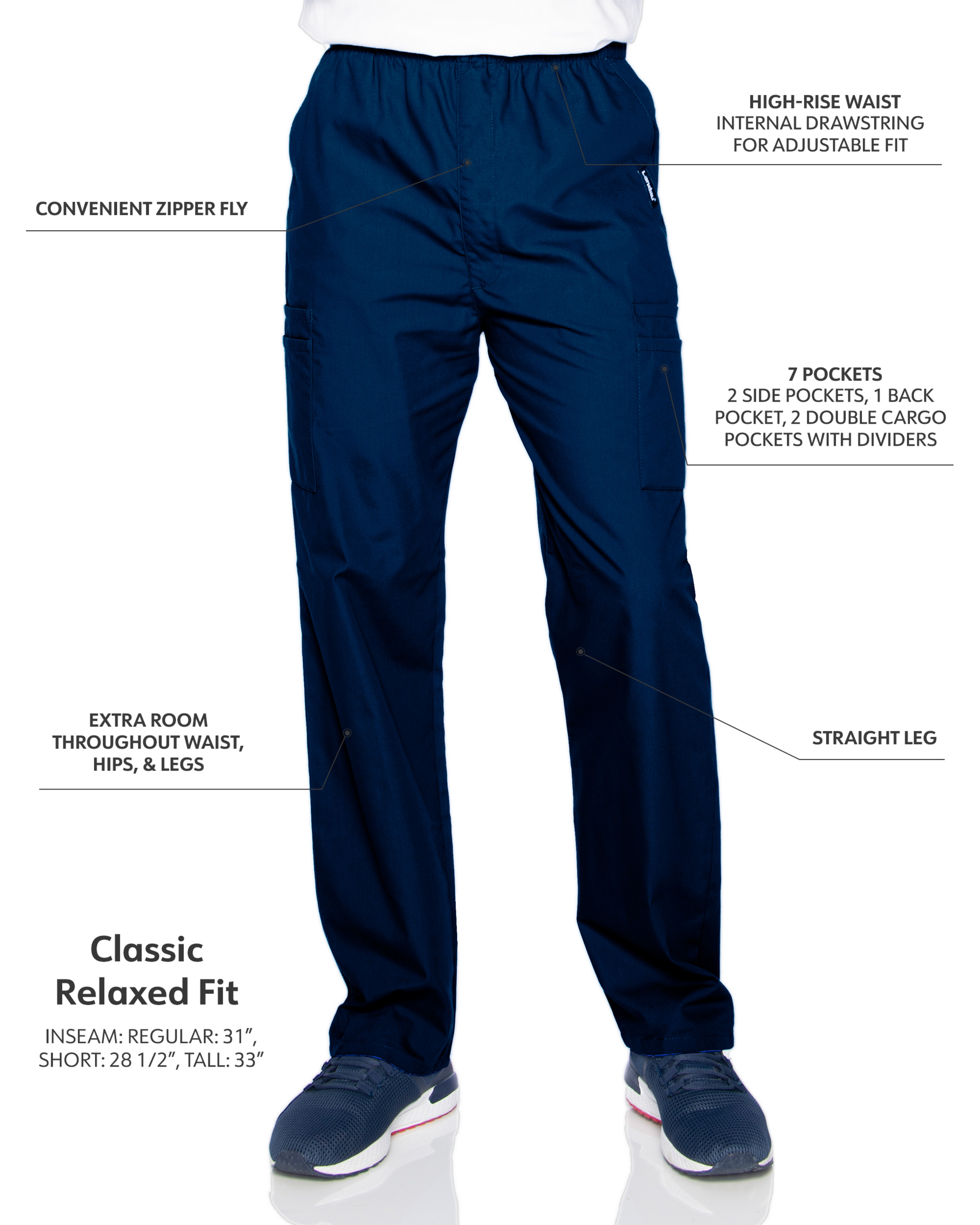 Landau - Essentials - Men's Seven-Pocket High-Rise Elastic Waist Cargo Pant 29