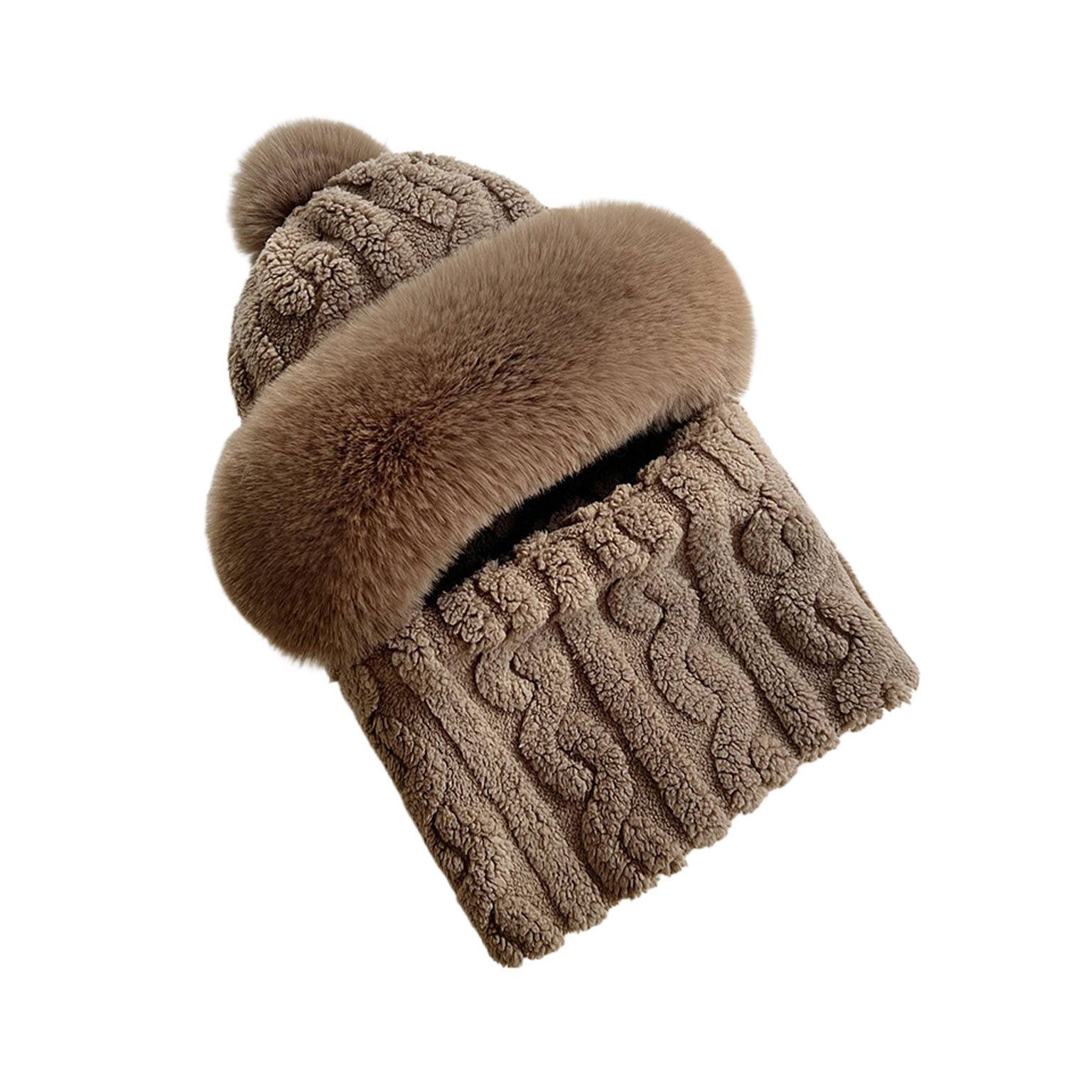 Windproof Plush Hat w/ Winter Neck Scarf Warmer 3