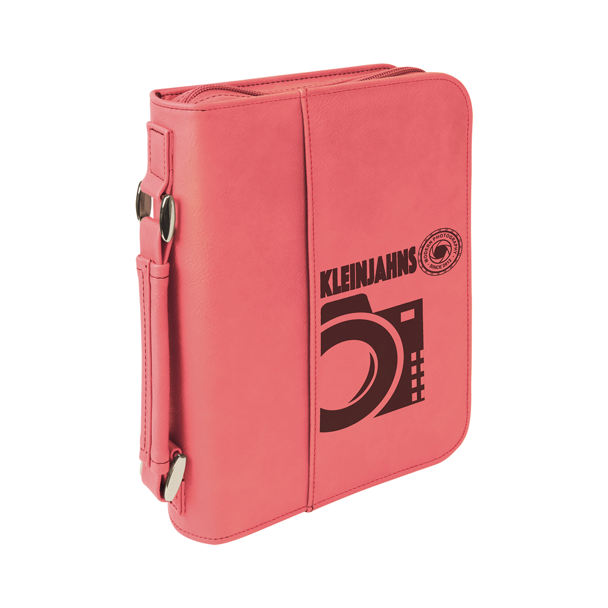 6" x 9" Pink Leatherette Book/Bible Cover with Handle & Zipper
