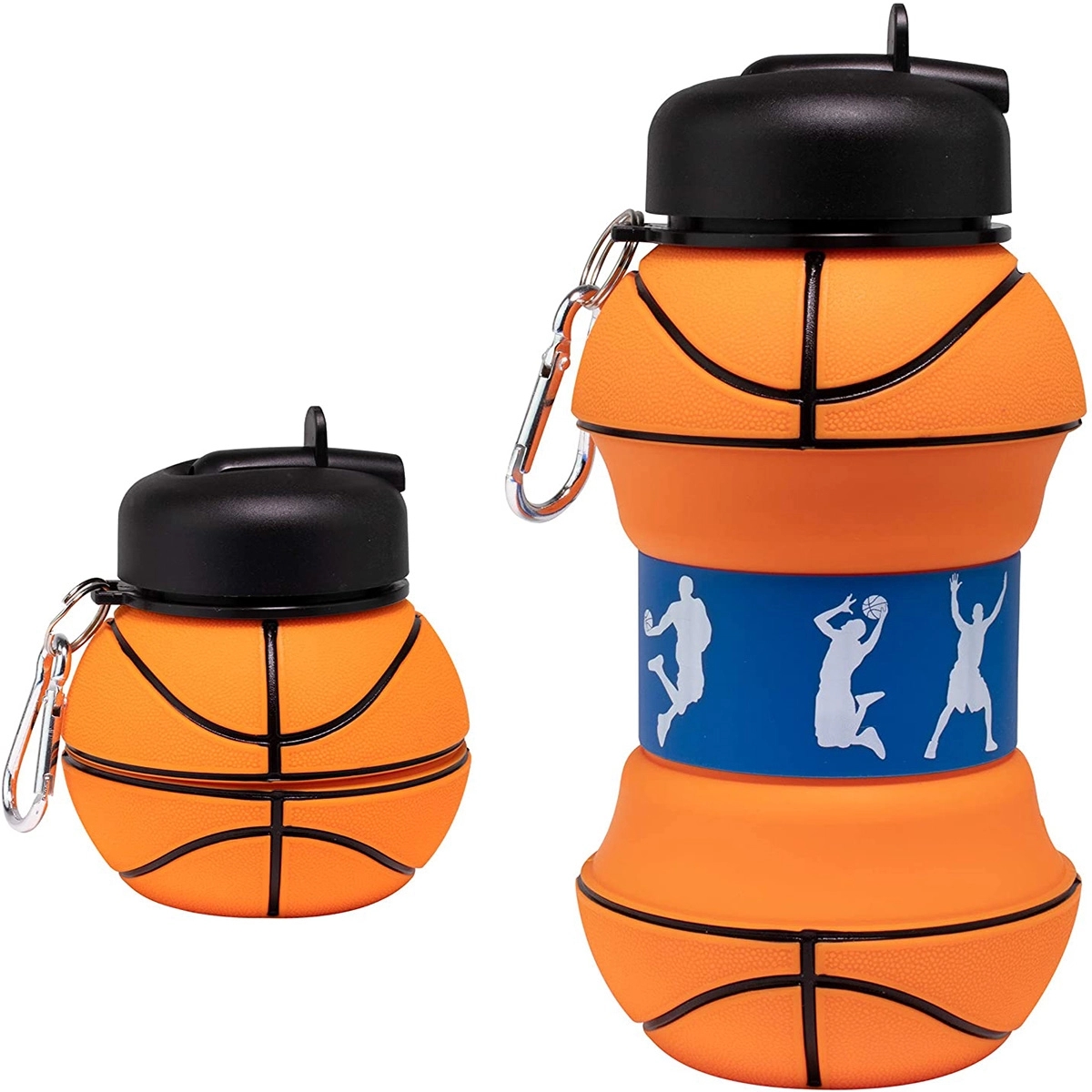 18 Oz Collapsible Silicone Basketball Water Bottle 2