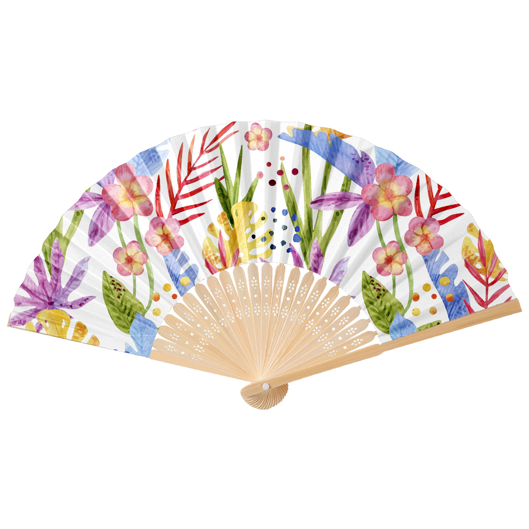 Full Color Foldable Bamboo Paper Hand Fan 16