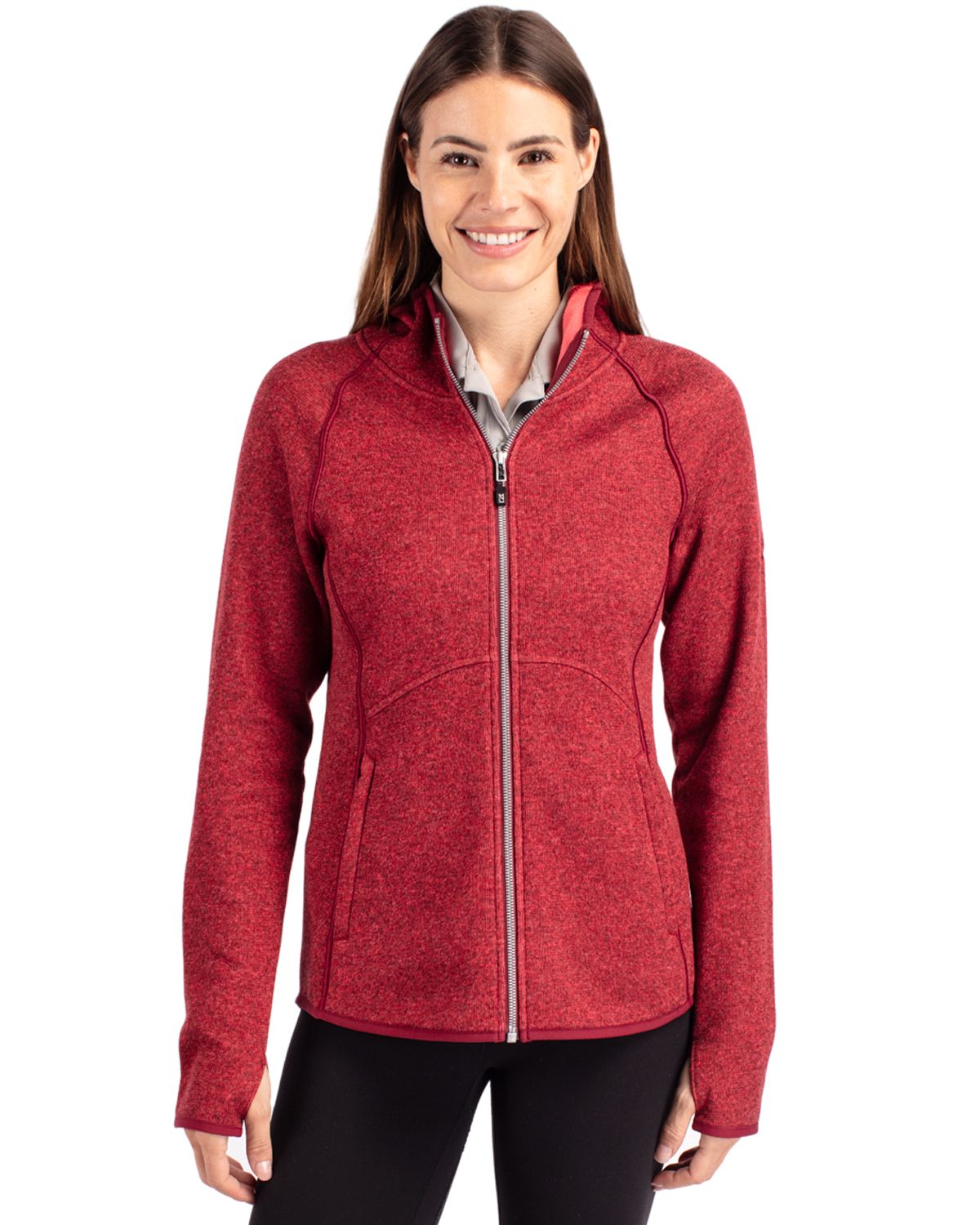Cutter & Buck Mainsail Sweater-Knit Womens Full Zip Hooded Jacket 23