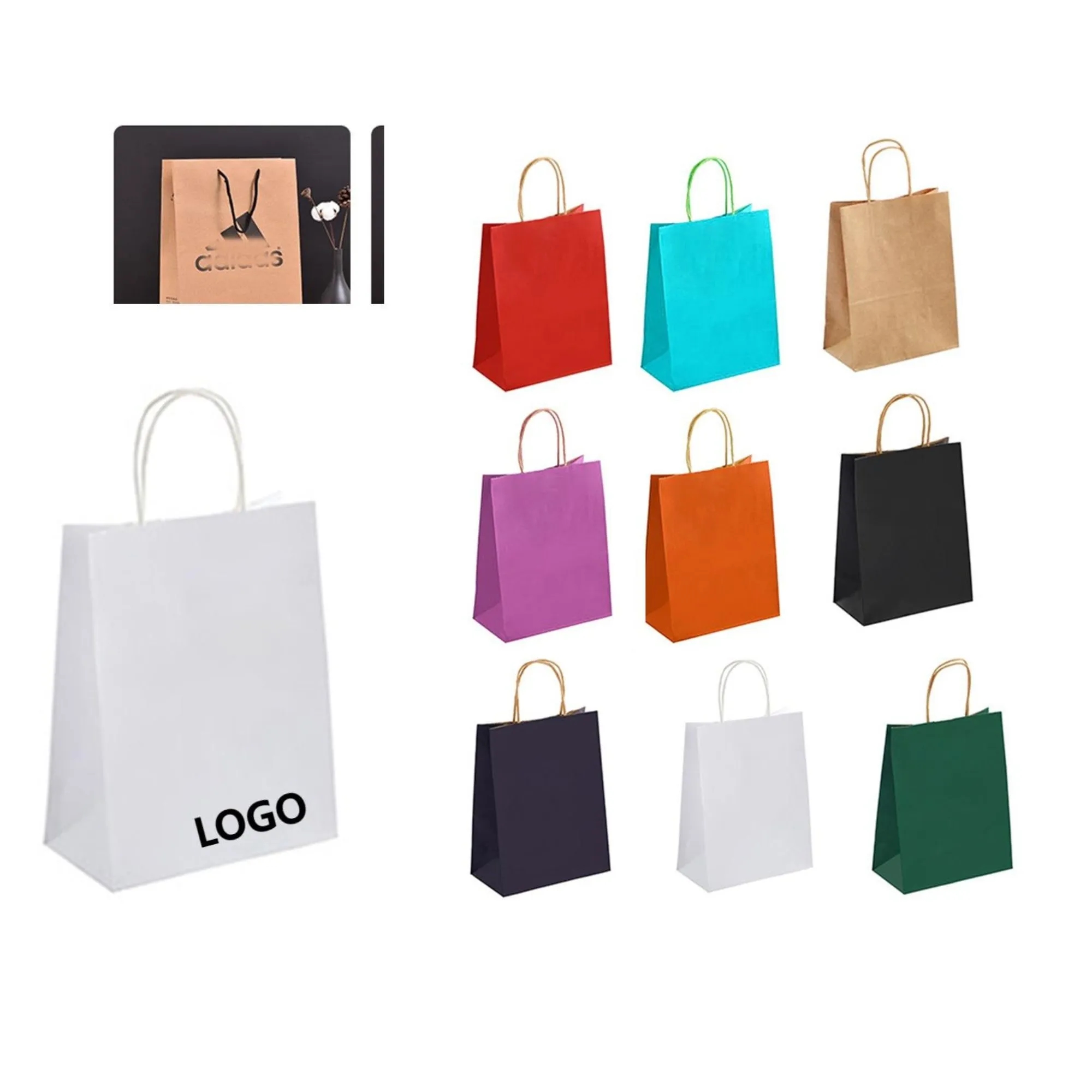 Kraft Paper Shopping Bag in Multiple Sizes 8.25"x3.25"x5.25" 6
