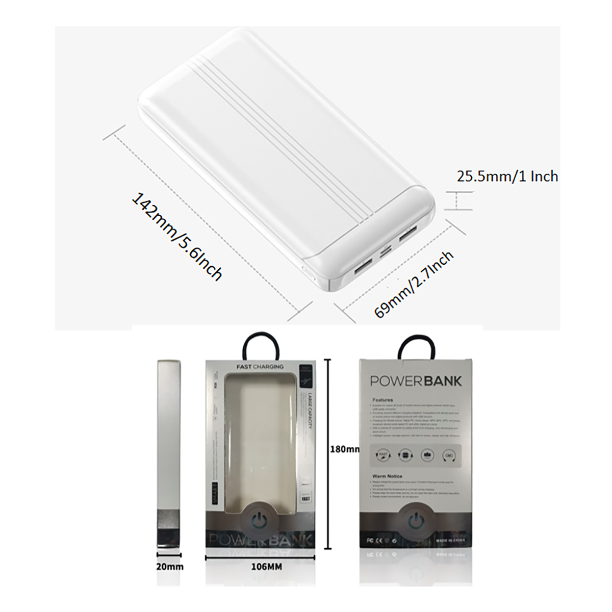1000MAH Power Bank Portable 2