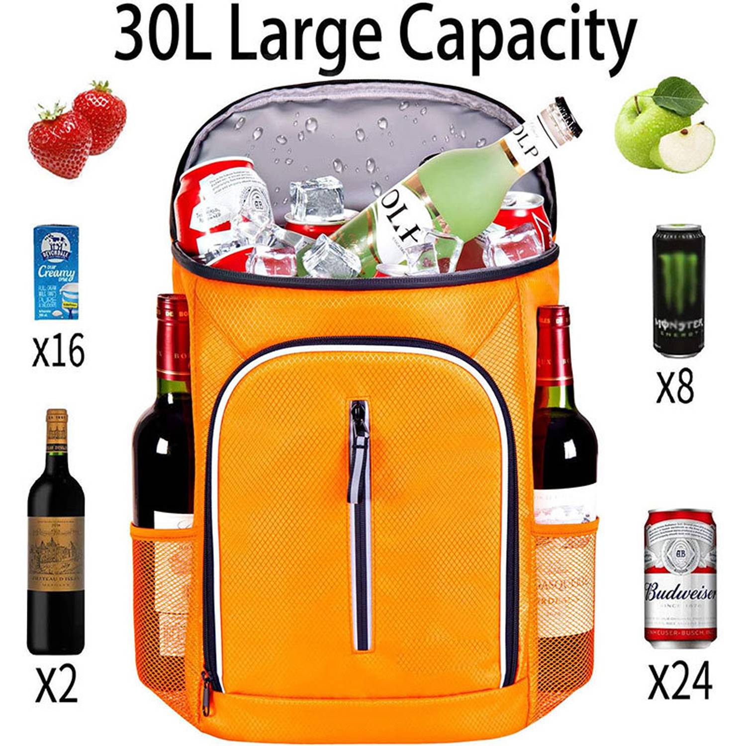 30L Waterproof Insulated Cooler Backpack w/ Oxford Fabric 5