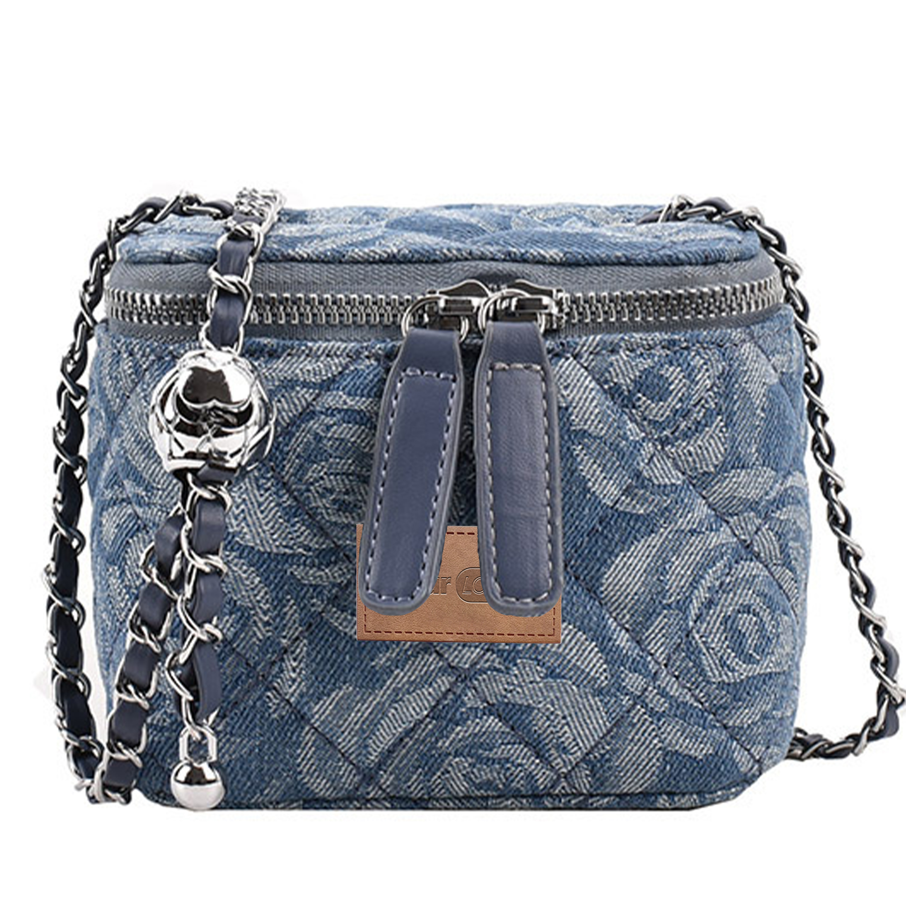 Cotton One-shoulder diamond grid bag 1