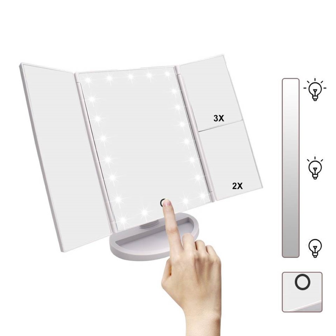 LED Tri-Fold Mirror Touch Screen 3X/2X/1X 4