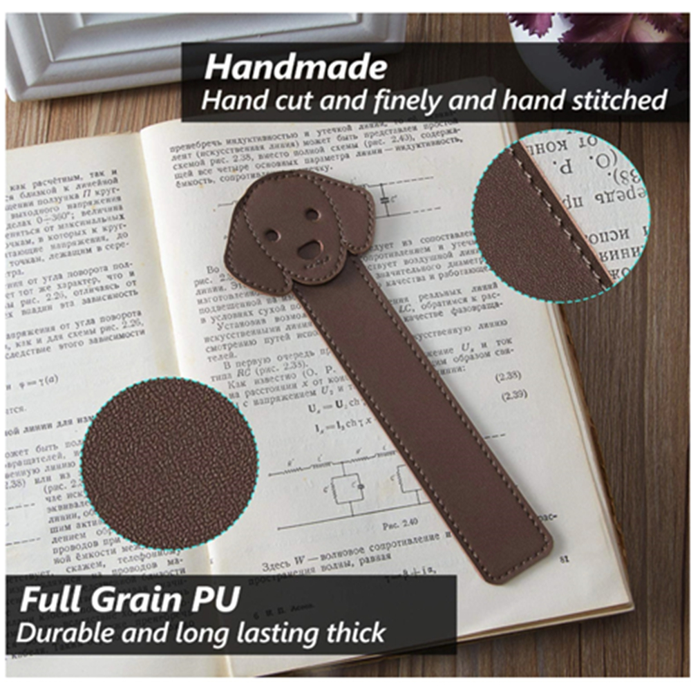 Waterproof Dog Pattern Leather Bookmark 2