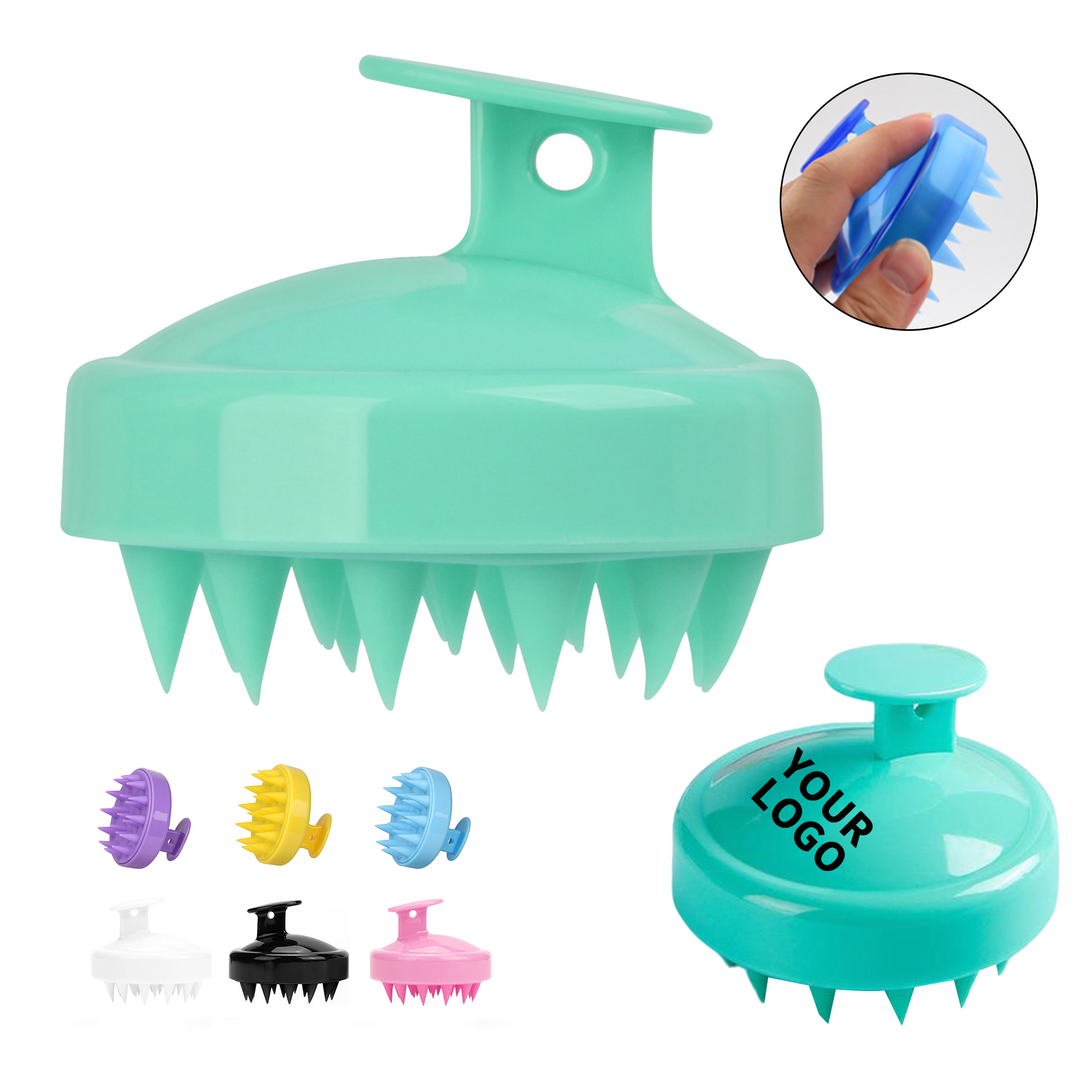 Food Grade Silicone Scalp Shampoo Brush With Soft Bristle 3" Diameter X 2.6" Height 1