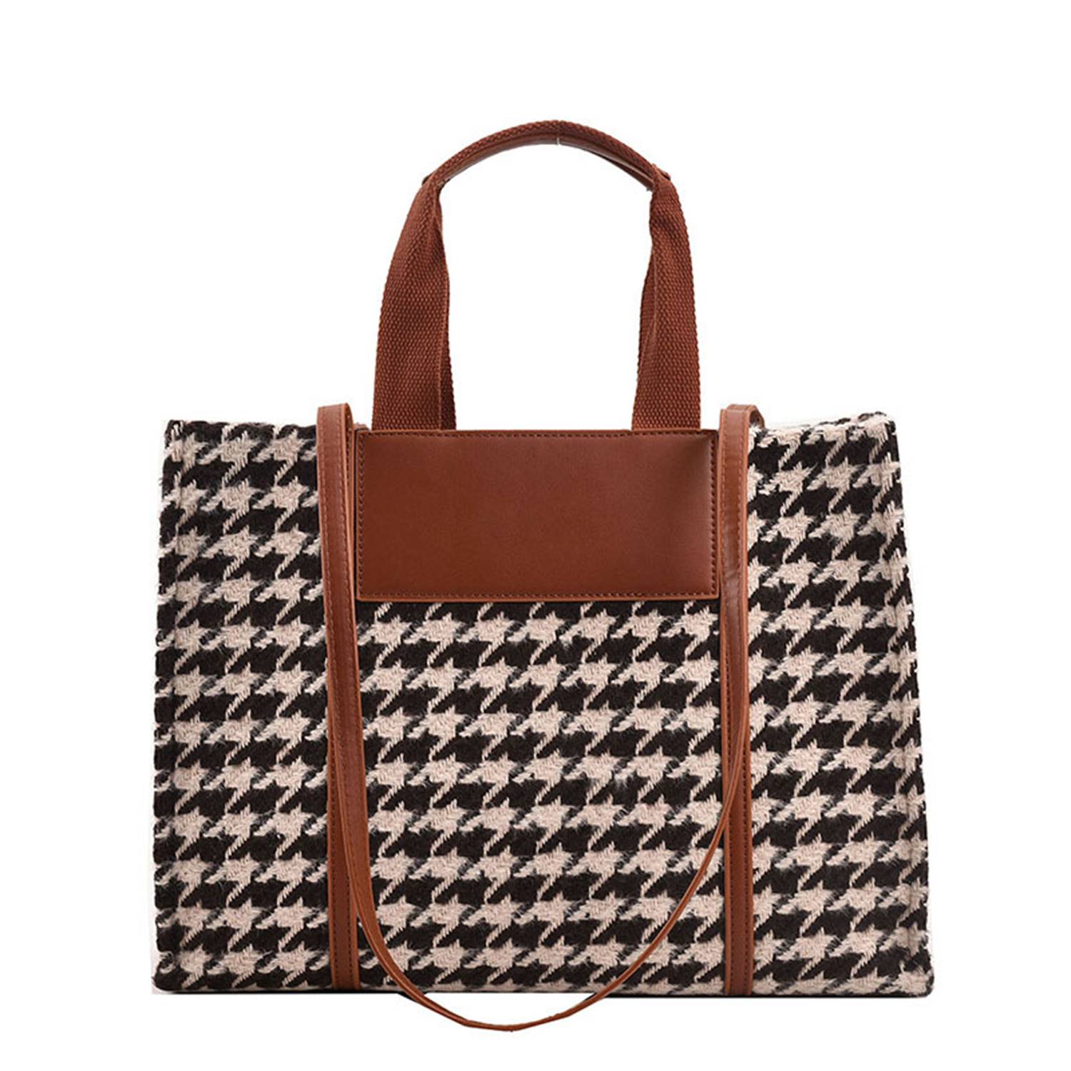 Canvas Tote Bag Black and White Grid Large Capacity, custom tote bag with logo imprint 3