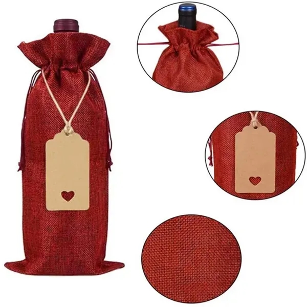 Wine Bottle Linen Drawstring Bag Eco-Friendly Wine Carrier 1