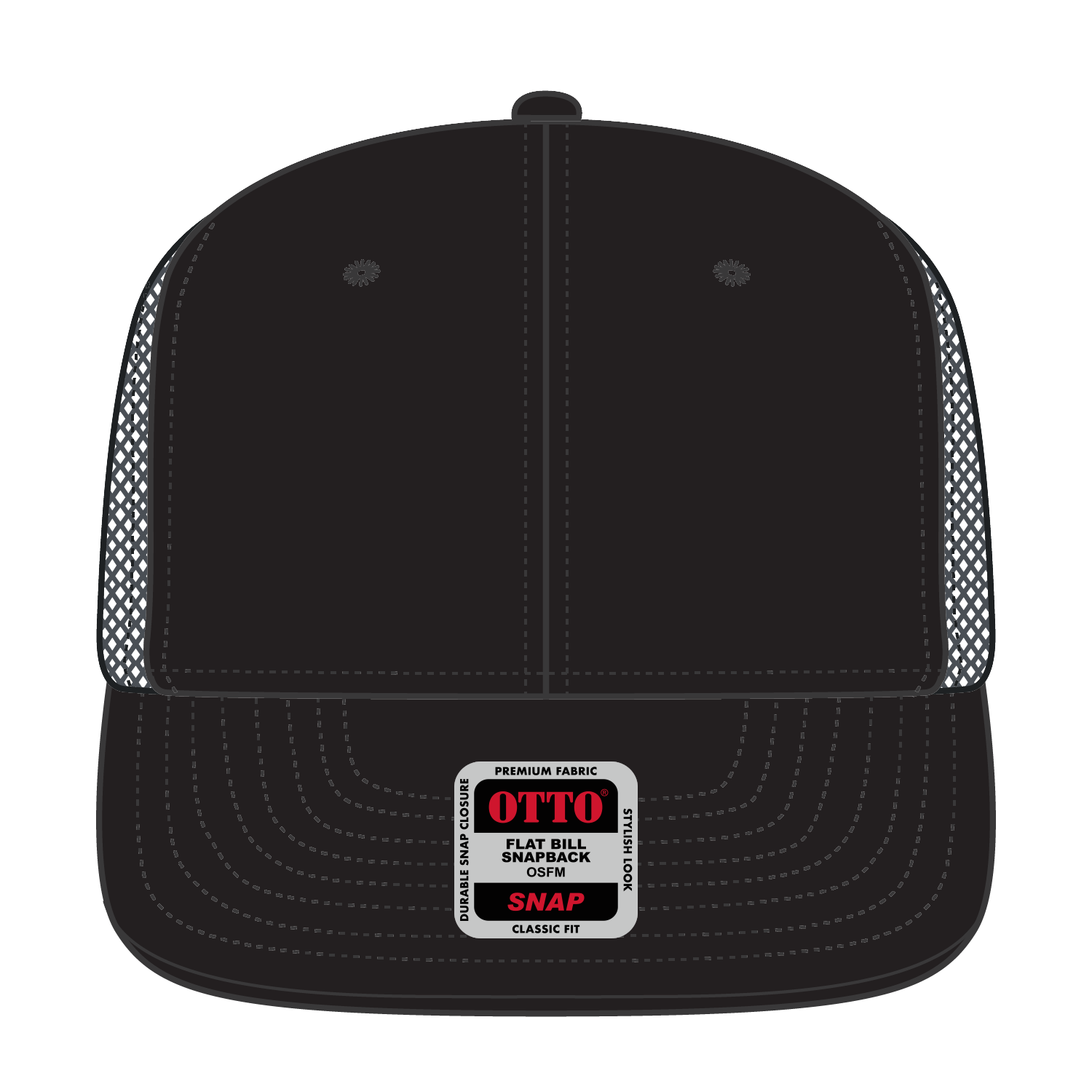OTTO CAP® OTTO SNAP 6 Panel Pro Style Mesh Back Trucker Snapback Hat 41