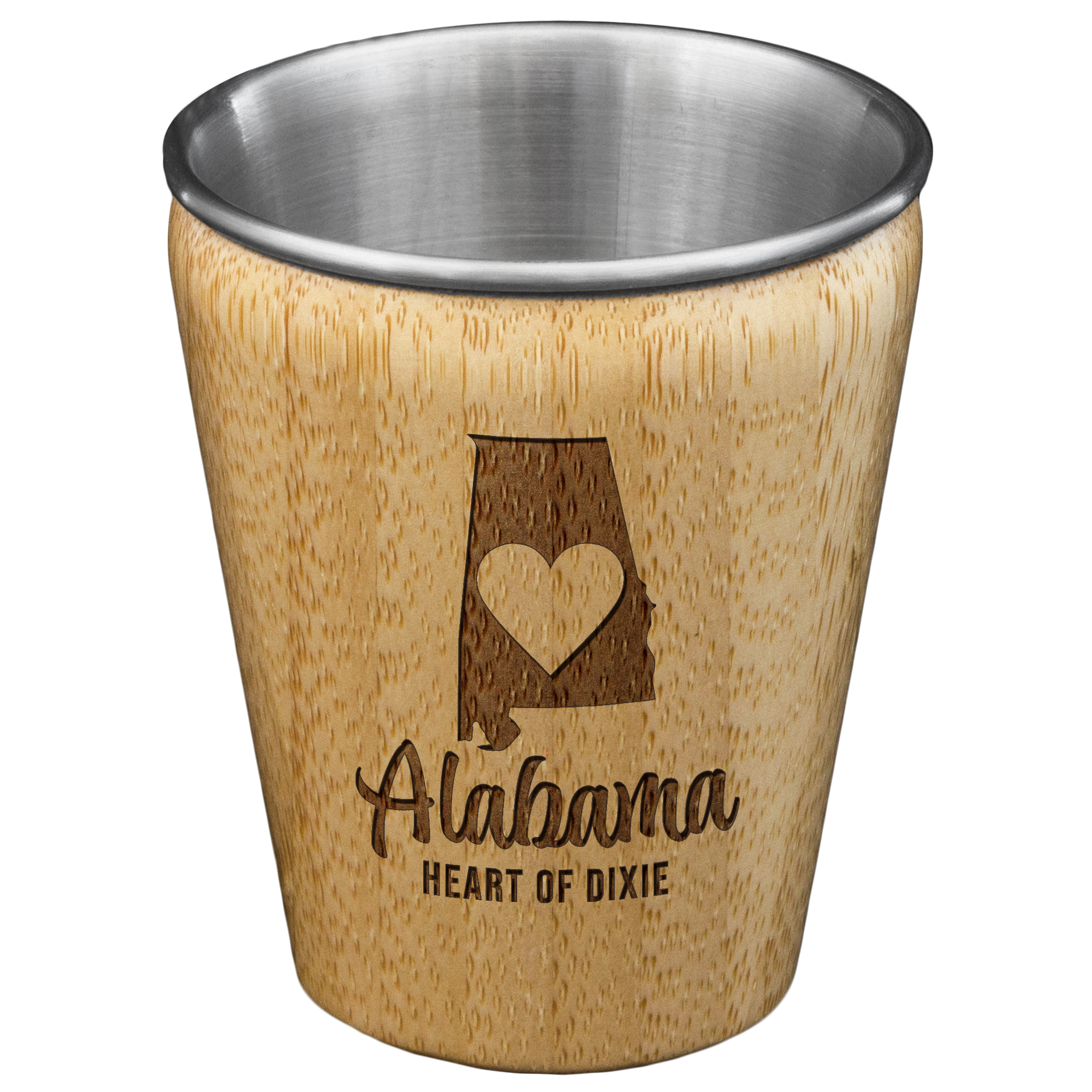 Alabama State Bamboo and Stainless Steel Shot Glass