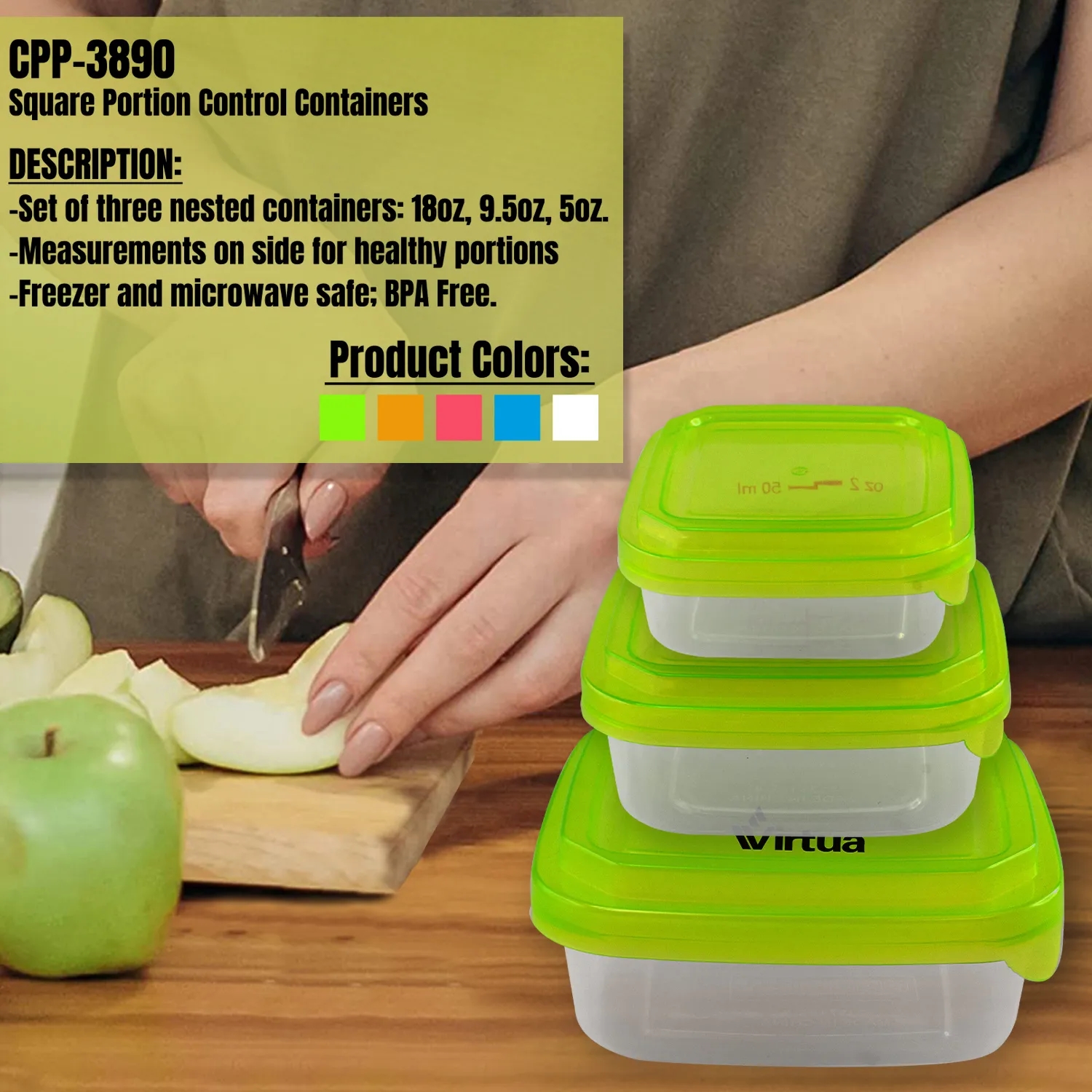 Square Portion Control Containers 6
