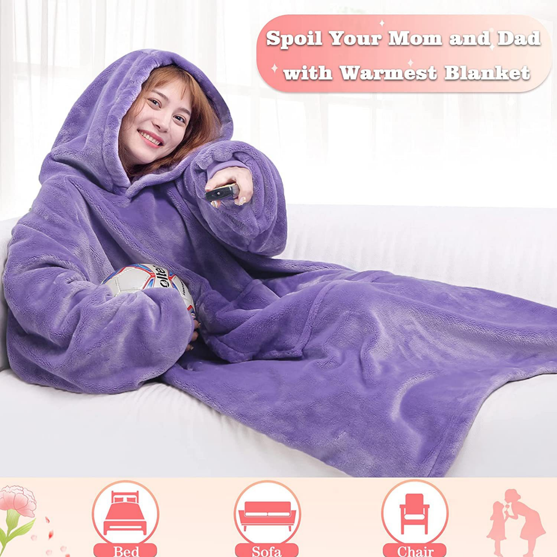 Oversized Microfiber & Sherpa Wearable Blanket 6