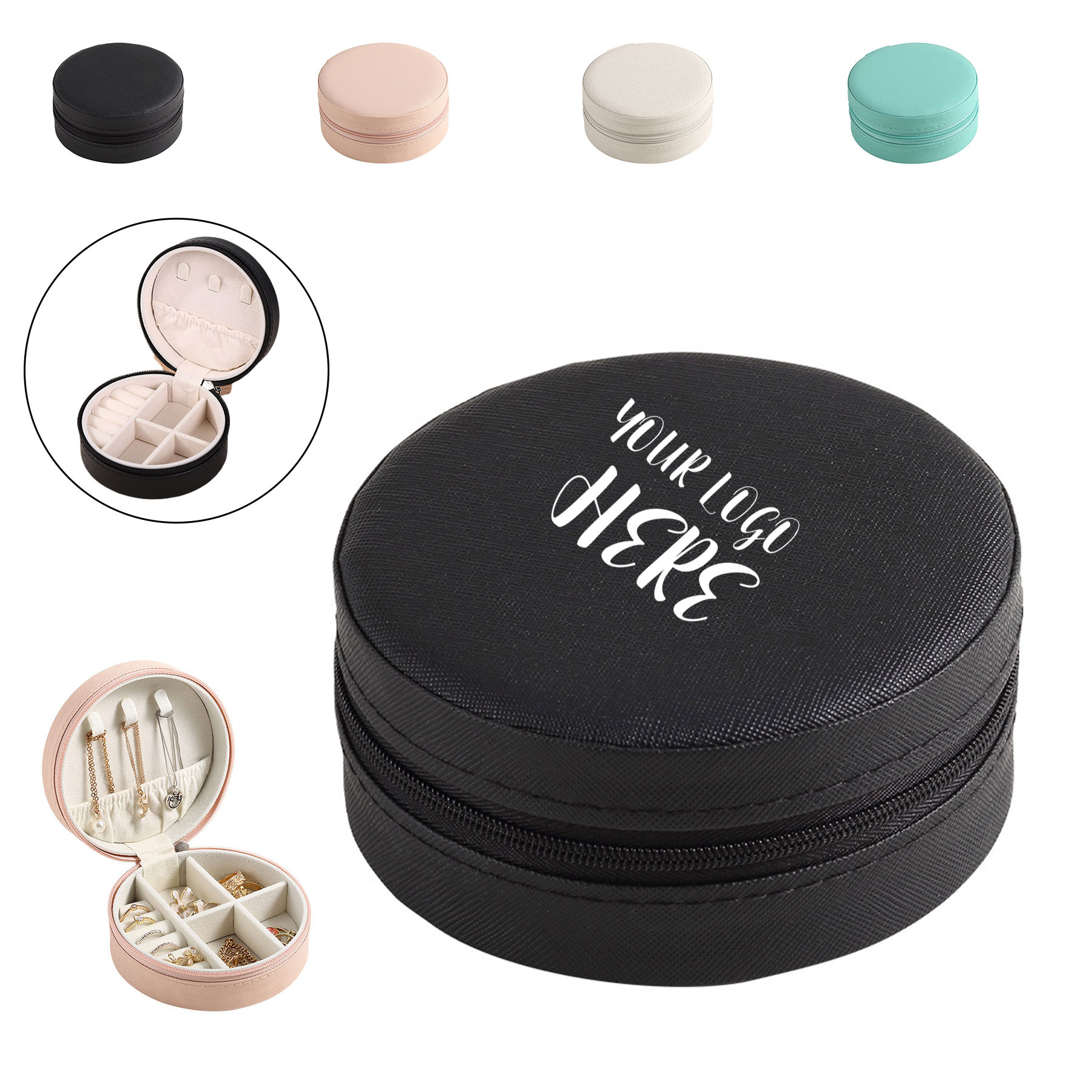 Small Round Jewelry  Zipper Storage Case Box 2