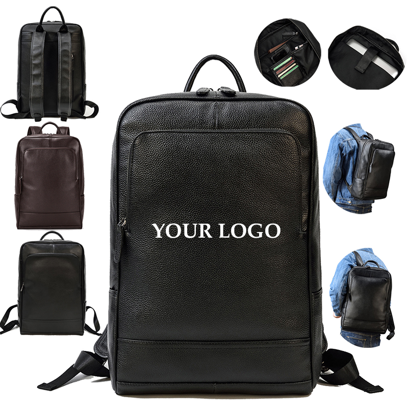 Men Full Grain Genuine Leather Laptop Backpack 2
