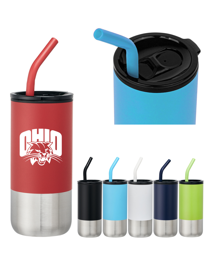 Union Printed - 18oz Double-wall Stainless Steel Tumbler (plastic liner) SS Drinking Straw and Silic 1