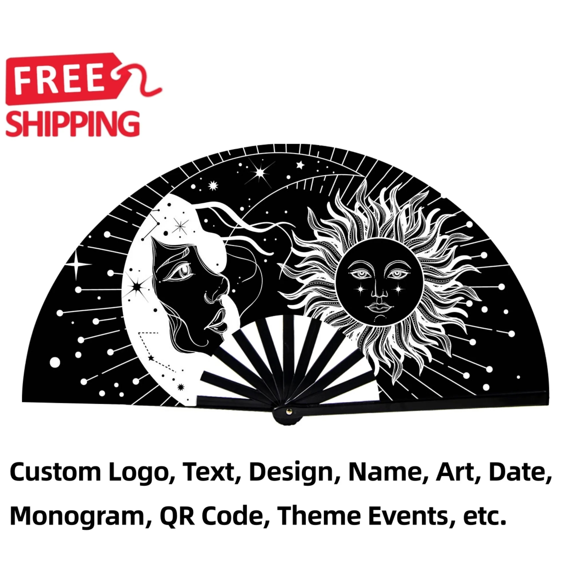 Sun And Moon Rave Folding Fan For Festival Dance 5