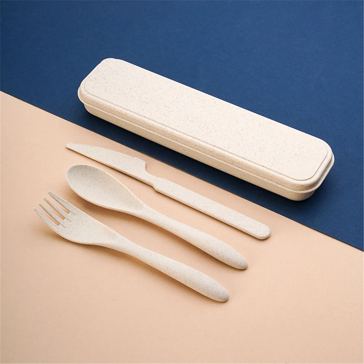 Portable Travle Wheat Straw Cutlery Kit With Case 7