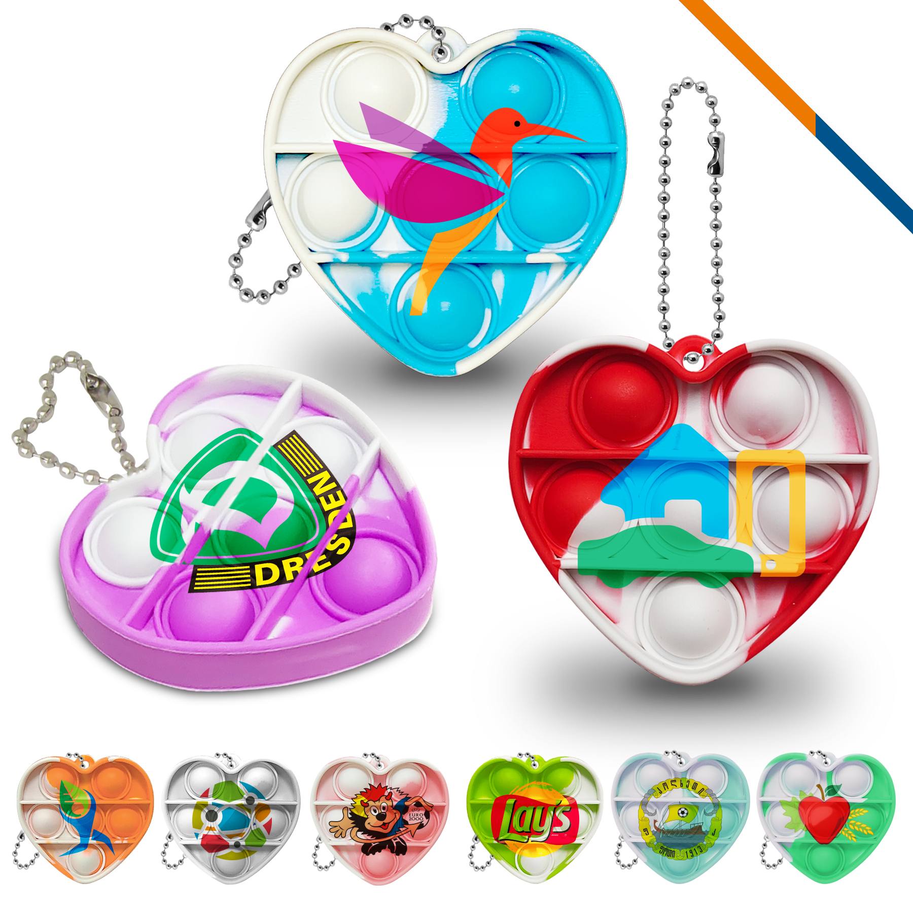 Mini Heart Push Pop Bubble Keychain 3