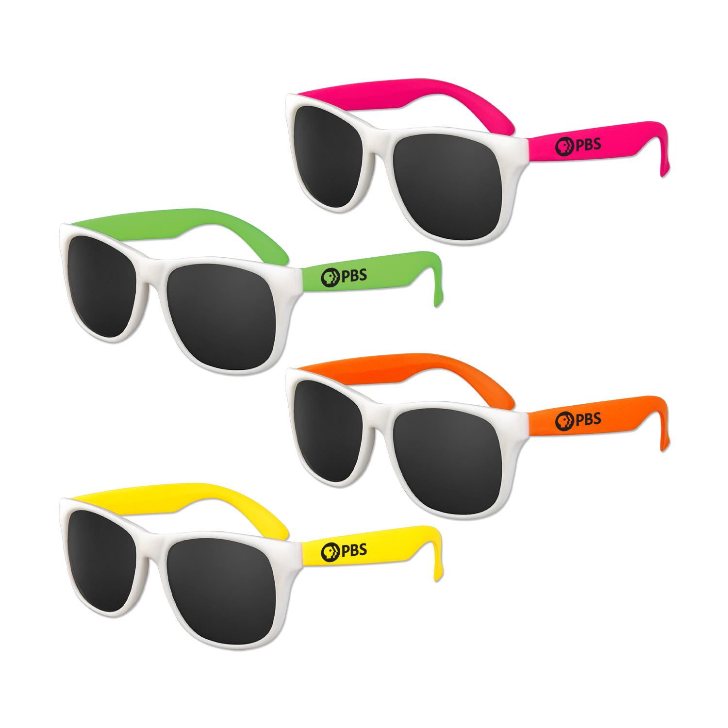 White Frame Kids Classic Neon Sunglasses 2