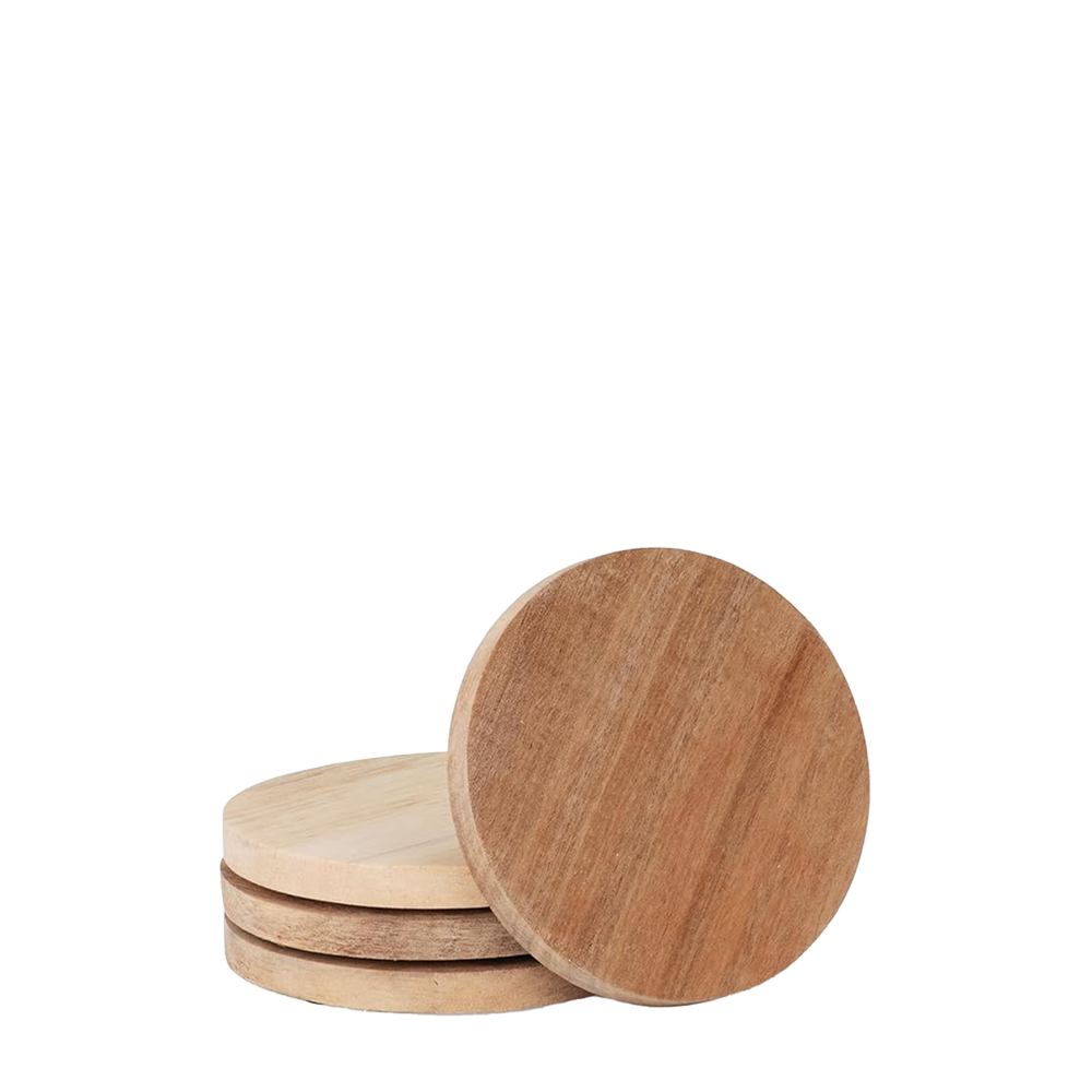 Acacia Wood Round Coaster Set