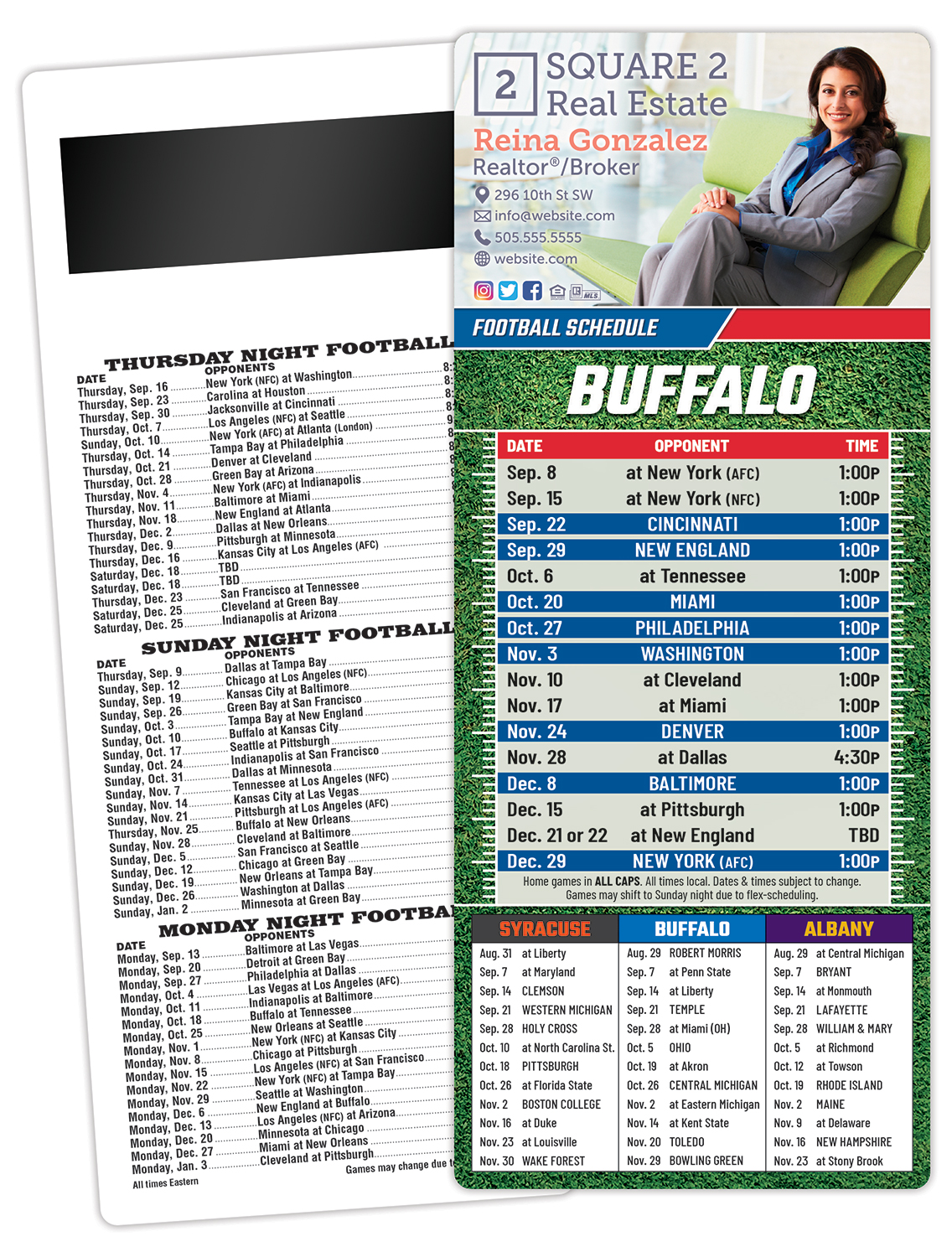 Football Schedule Laminated Card/Postcard with Magnet Strip 3.5x8.5 - 14 pt. 1