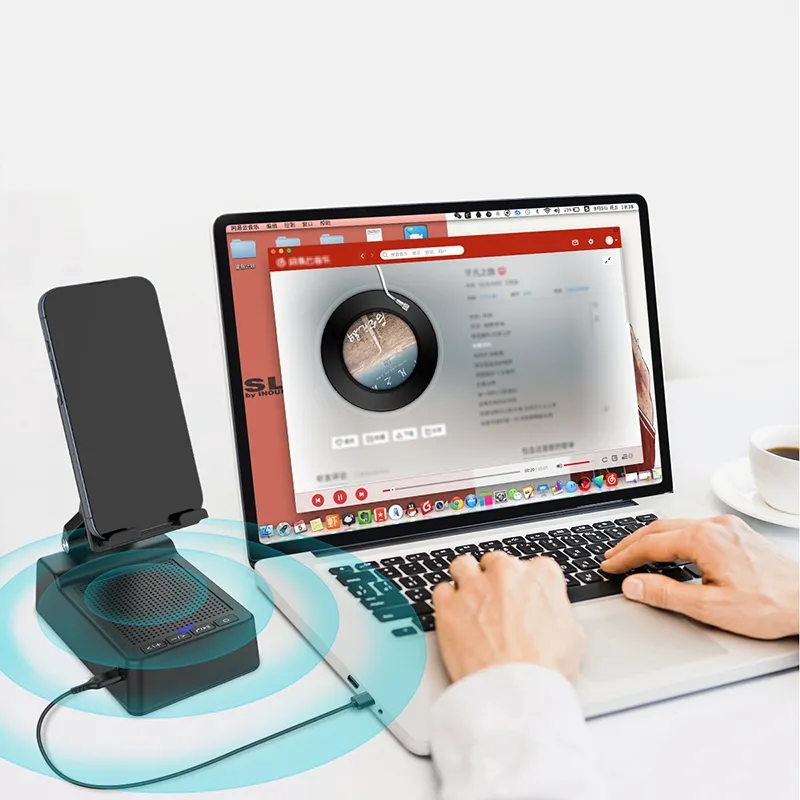 Cell Phone Stand with Wireless Bluetooth Speaker 5