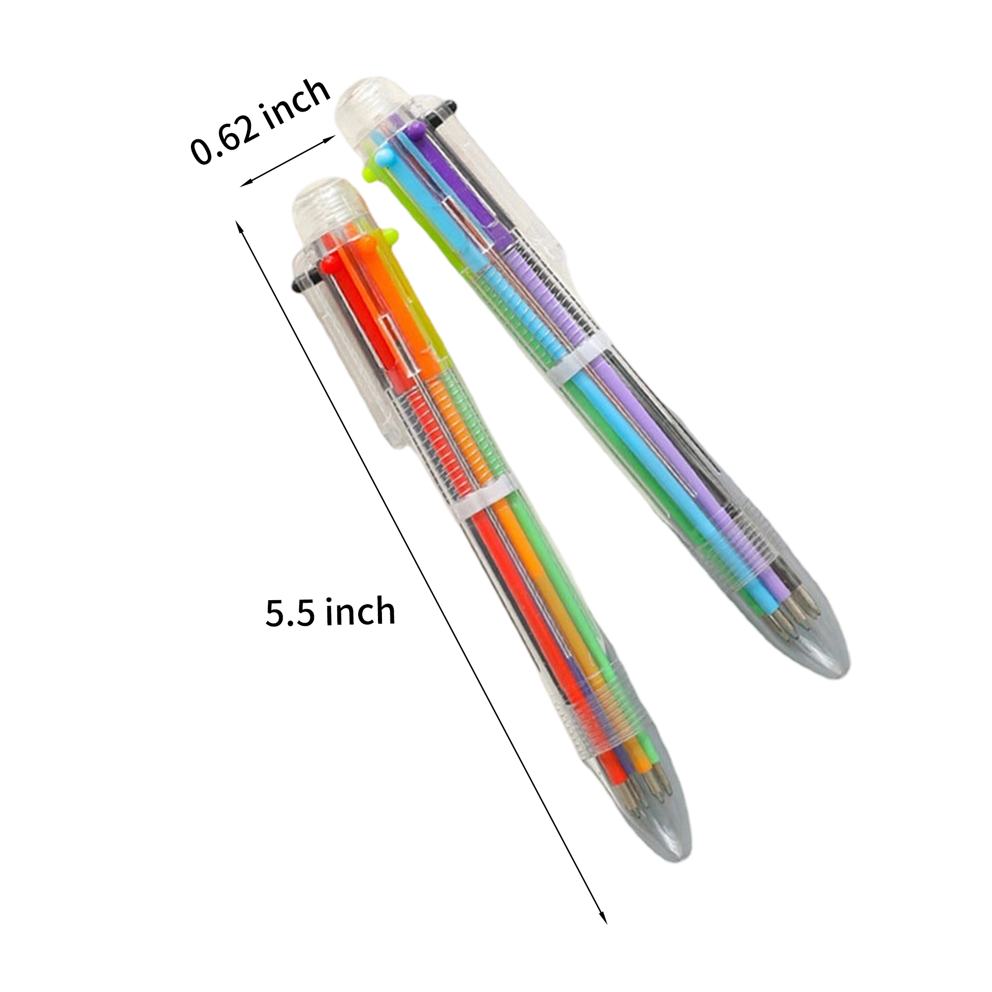 Multicolor Transparent Barrel Ballpoint Pen With Six Inks 2