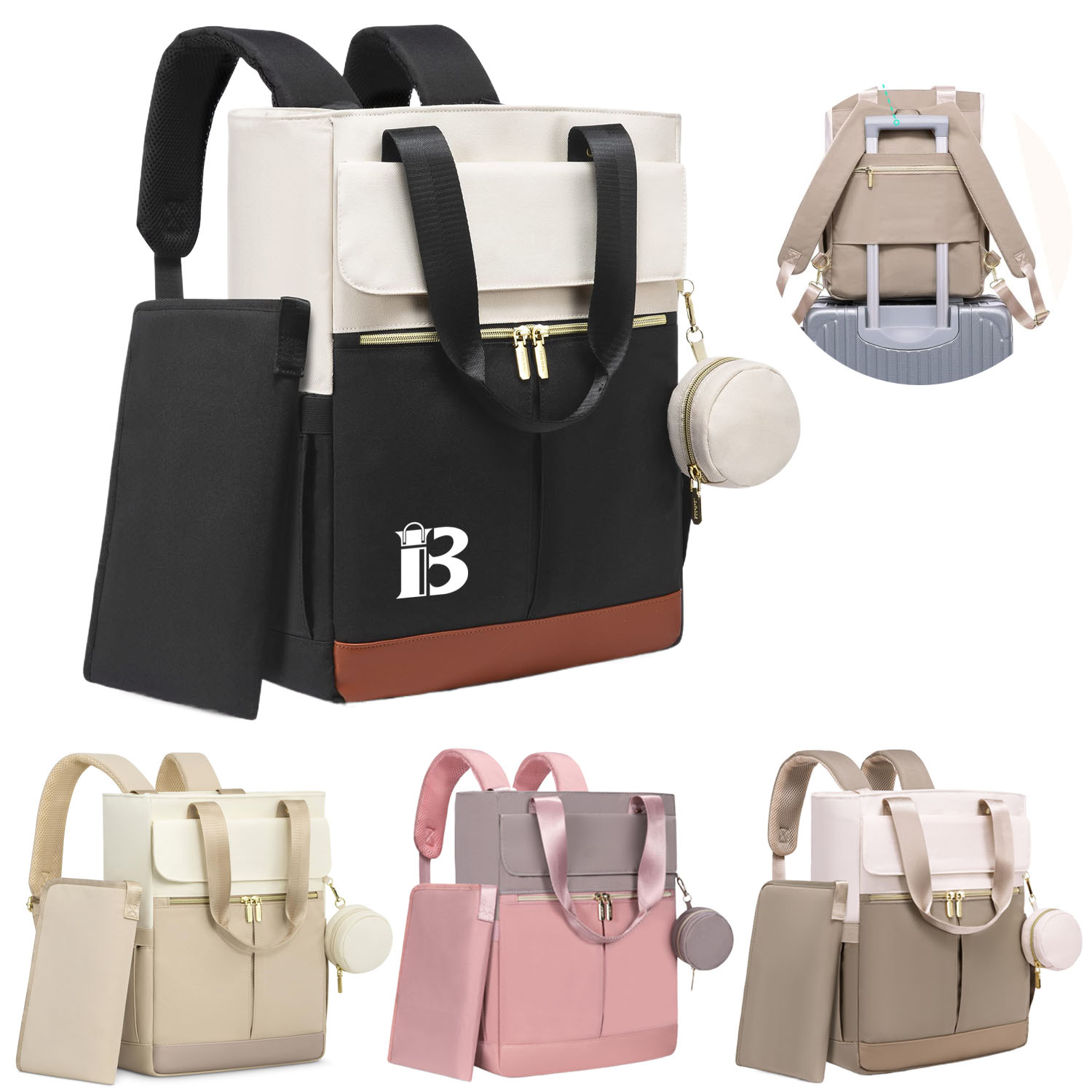 Polyester Diaper Backpack w/ Insulated Pockets Changing Pad 3