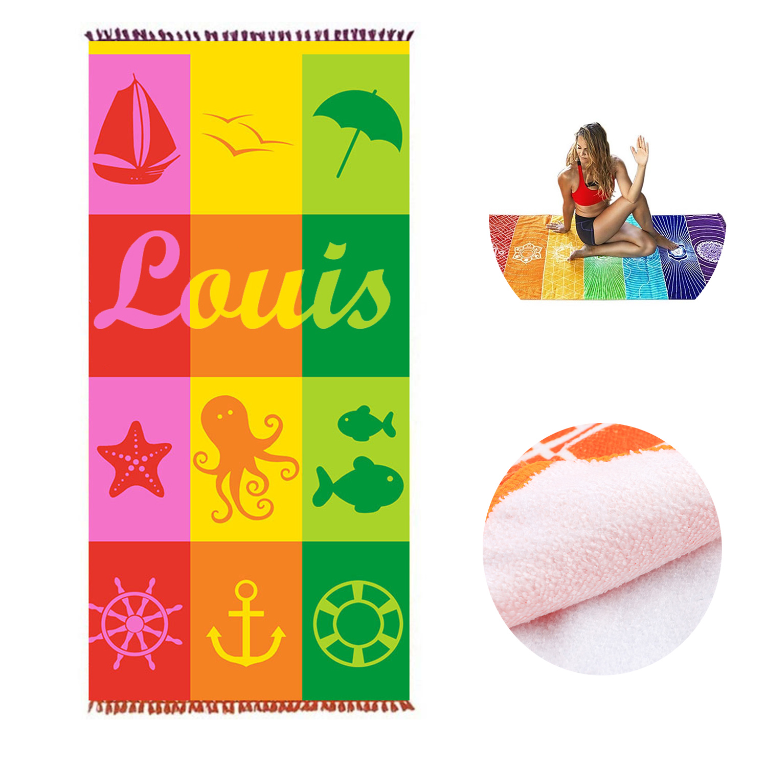 Ultra Fine Fiber Rainbow Beach Towel 6