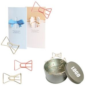 Bow Tie Shaped Paper Clips in Tin Box 8
