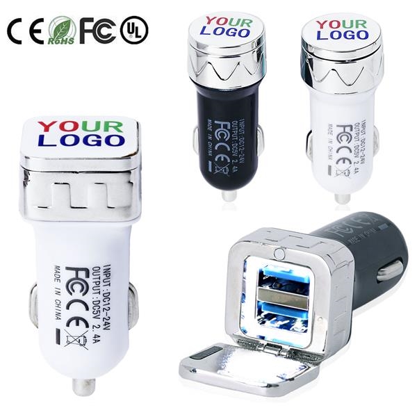 Dual Car USB Phone Charger - Metal 3