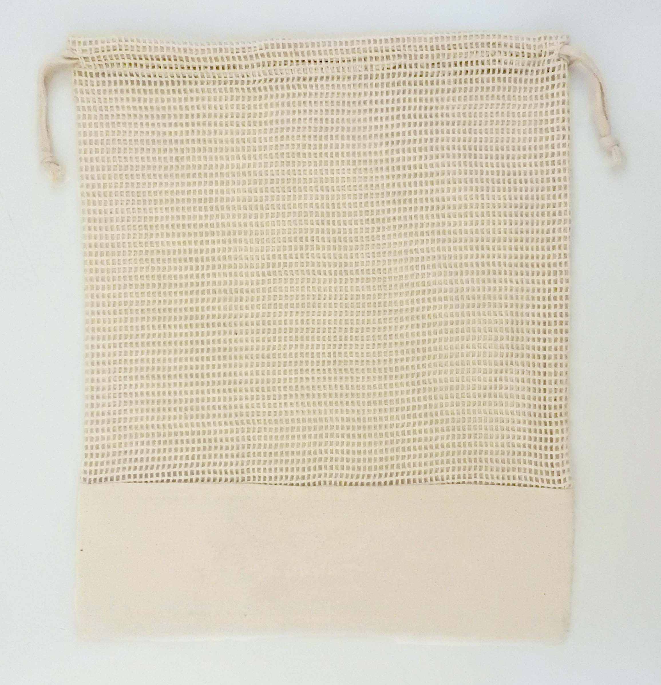"Koa" Mesh 100% Natural Cotton Drawstring Bag 11.5 x 14.5" 2