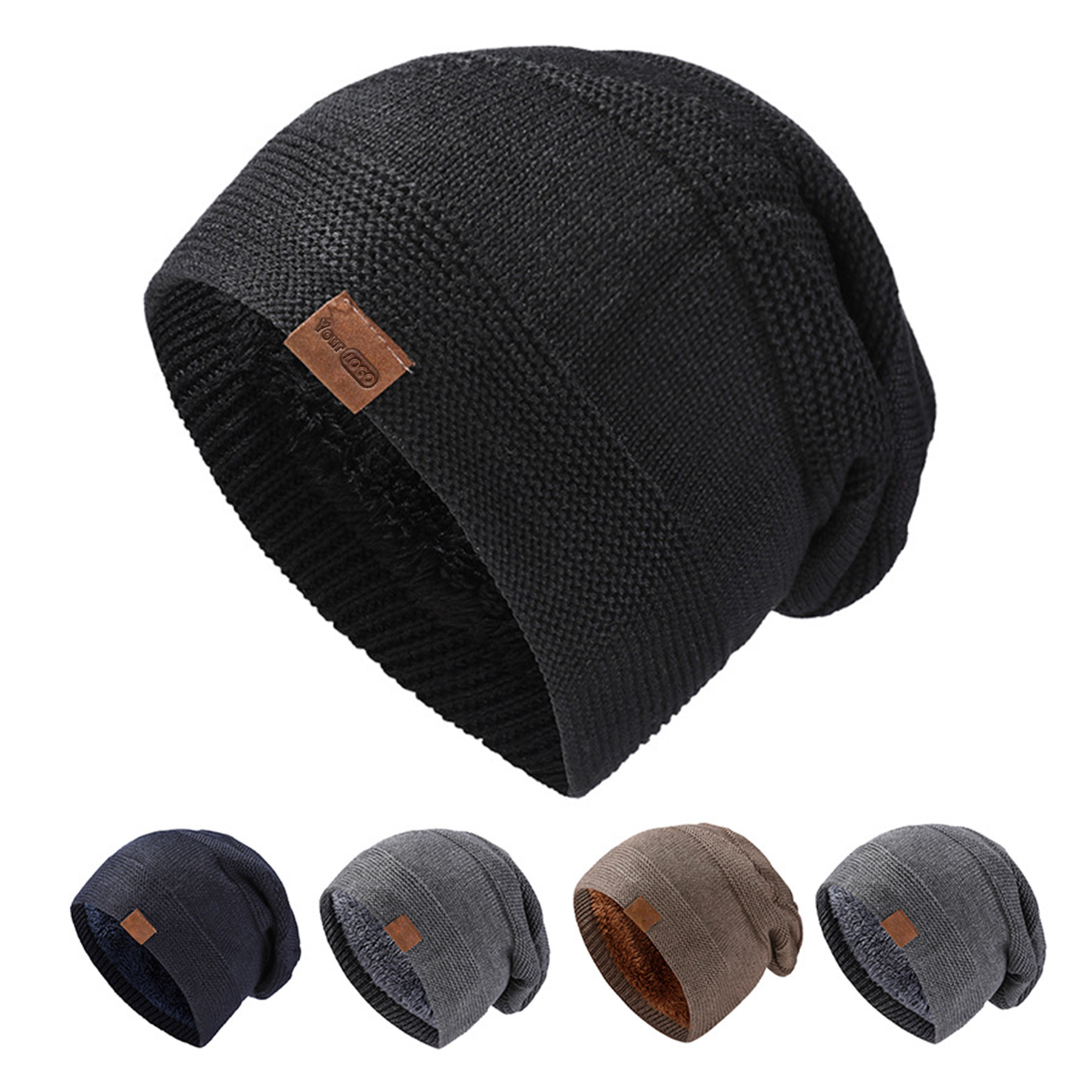 Solid Color Beanie Winter Warm Knitted Hat 2