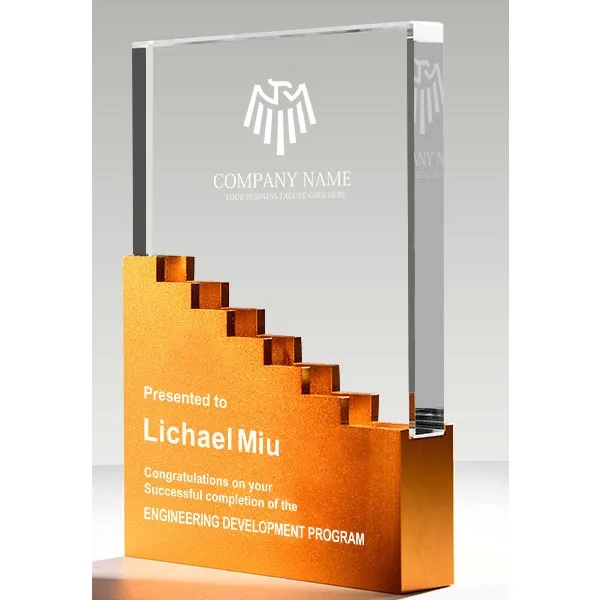 Metal Stair Crystal Plaque Award 3