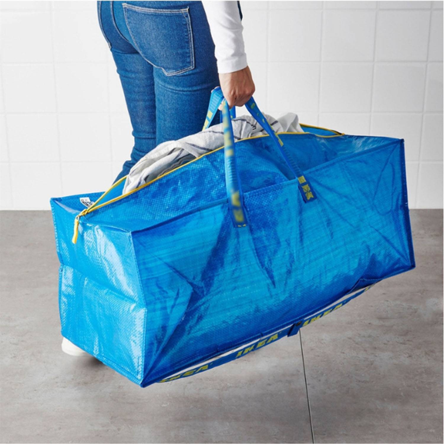 76L Portable PE Laminated Zipper Woven Storage Bag 5