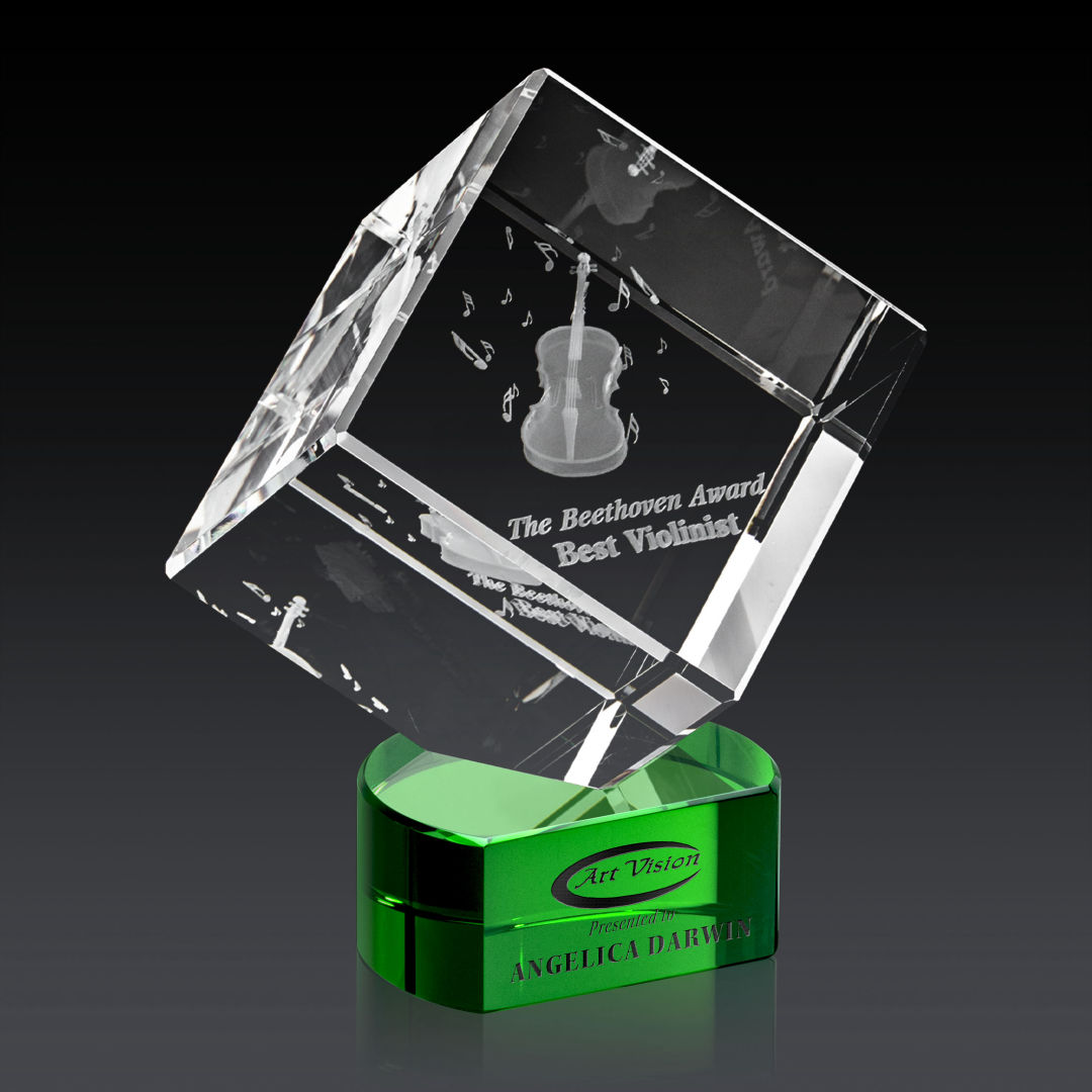 Burrill 3D Award on Paragon Base - Green 3