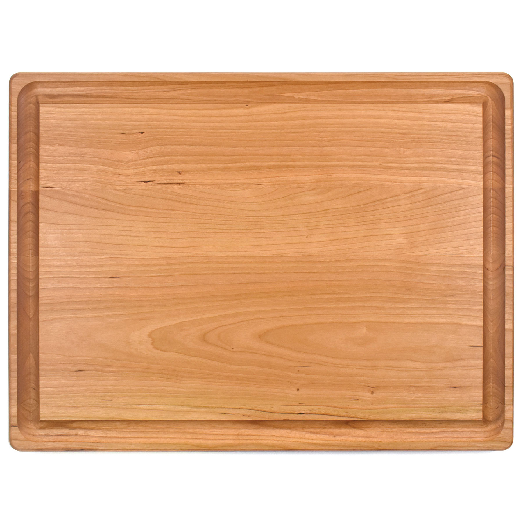 15" x 20" x 1 1/4" Cherry Rectangular Butcher Block with Juice Groove 4