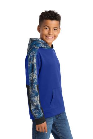Sport-Tek Youth Sport-Wick Mineral Freeze Fleece Colorblock Hooded Pullover. YST231