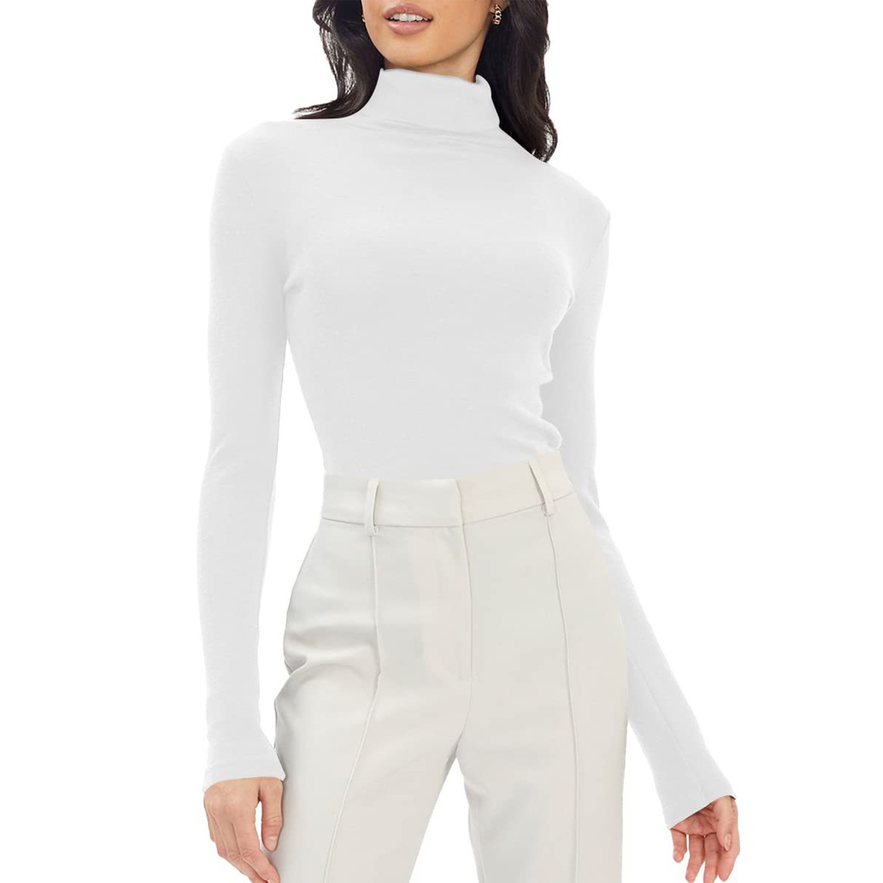 Women Mock Turtleneck Long Sleeve Shirt 7