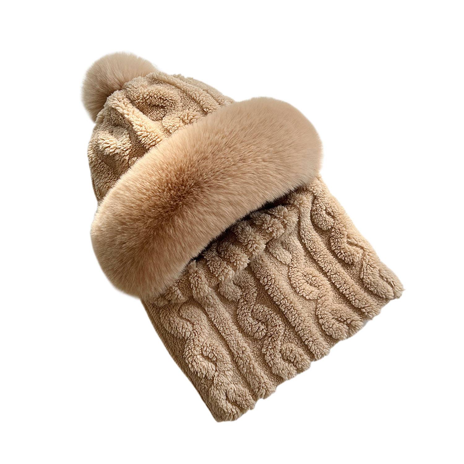 Windproof Plush Hat w/ Winter Neck Scarf Warmer 10