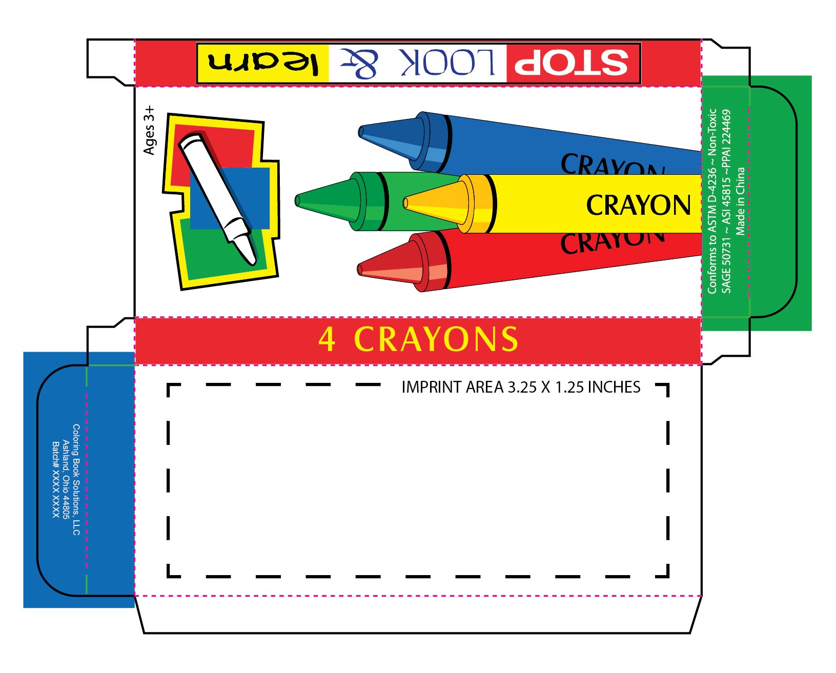 IMPRINTED CRAYONS - 4-Pack Box of Children's Crayons 6