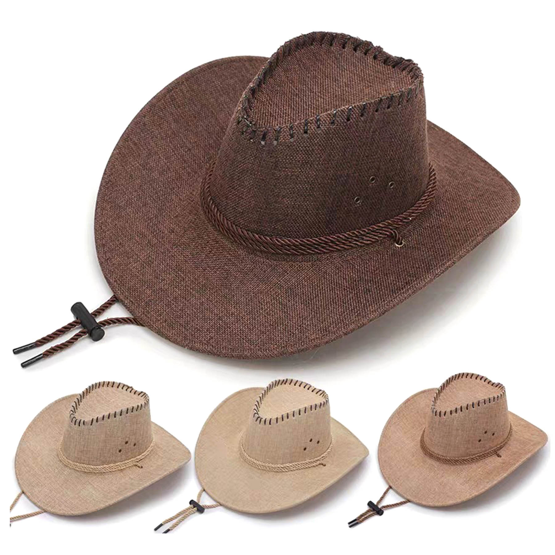 Western Outdoor Wide Brim Hat with Strap 3