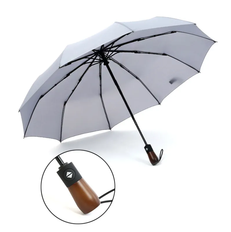 46" Arc High-quality Auto Open Umbrella w Wooden Handle 4